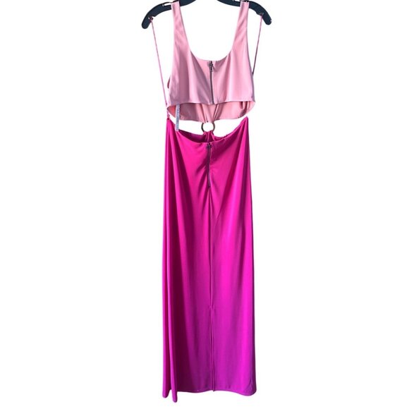 Alice + Olivia Arizona O-Ring Maxi Dress Pink Cutout Size 10 - Picture 10 of 16